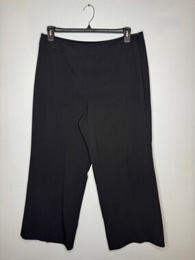 Talbots Black Cropped Wide-Leg Side Zipper Pants Size 16 Petite